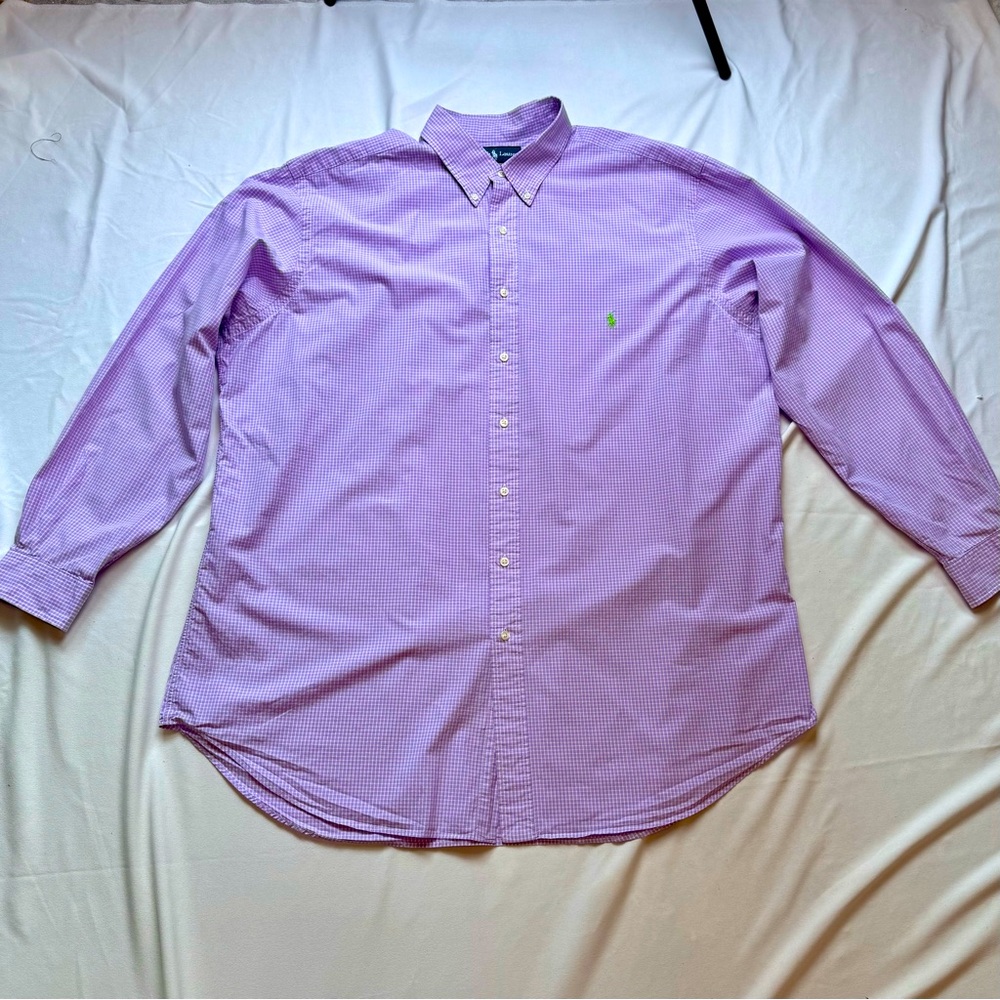 Ralph Lauren Men's Long Sleeve Purple Button Up Oxford Shirt Tall Size 16 36/37